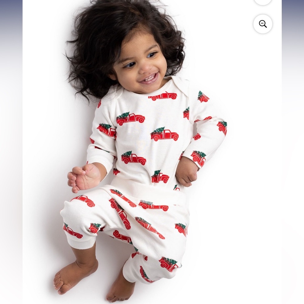 M+A Kids Red Truck Print Matching Set - Long Sleeve Bodysuit & Pants